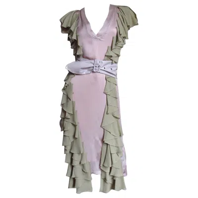 Pre-owned Stella Mccartney Silk Color Block Dress In Gray