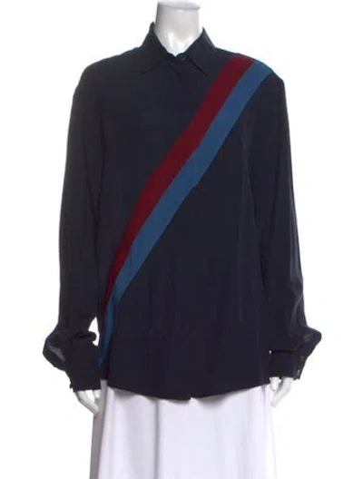 Pre-owned Stella Mccartney Silk Colorblock Pattern Top In Black