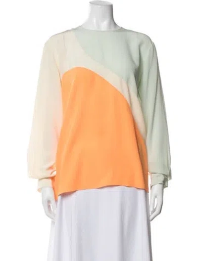 Pre-owned Stella Mccartney Silk Colorblock Pattern Top In Blue