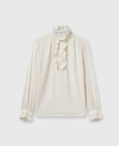 Stella Mccartney Silk Crêpe De Chine Ruffled Shirt In Natural