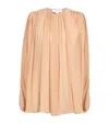 Stella Mccartney Silk Crepon Draped Pleated Blouse In Pink