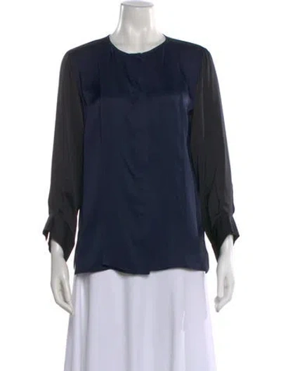 Pre-owned Stella Mccartney Silk Crew Neck Blouse In Blue