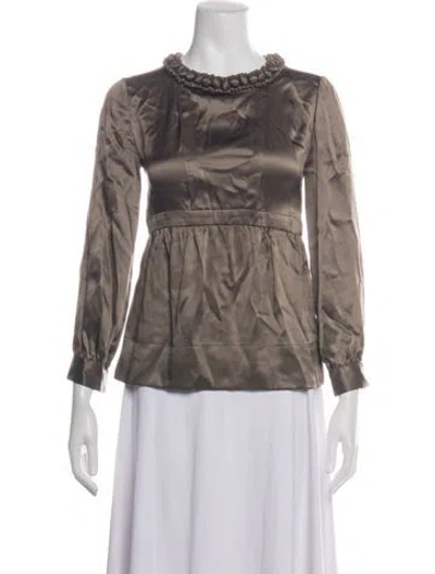 Pre-owned Stella Mccartney Silk Crew Neck Blouse In Brown