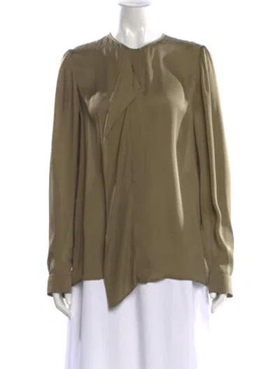 Pre-owned Stella Mccartney Silk Crew Neck Blouse In Green