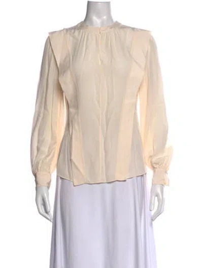 Pre-owned Stella Mccartney Silk Crew Neck Blouse In Neutrals