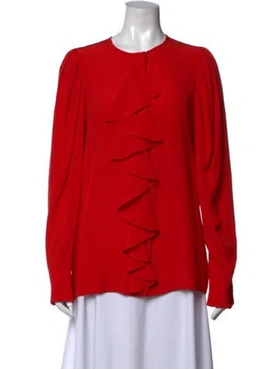 Pre-owned Stella Mccartney Silk Crew Neck Blouse In Red