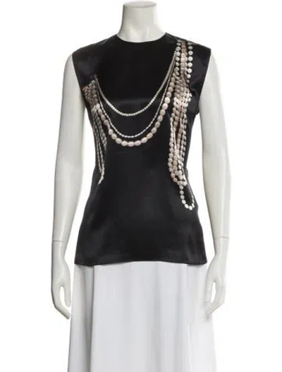 Pre-owned Stella Mccartney Silk Crew Neck Top In Black