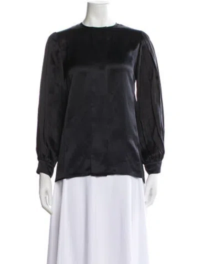 Pre-owned Stella Mccartney Silk Crew Neck Top In Black