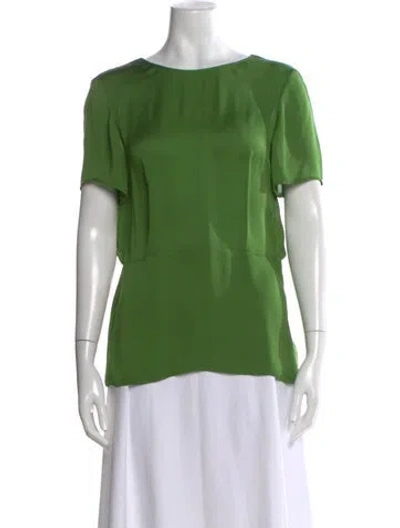 Pre-owned Stella Mccartney Silk Crew Neck Top In Green