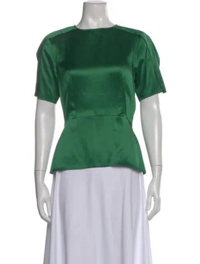 Pre-owned Stella Mccartney Silk Crew Neck Top In Green