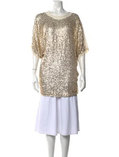 Pre-owned Stella Mccartney Silk Crew Neck Top In Neutral