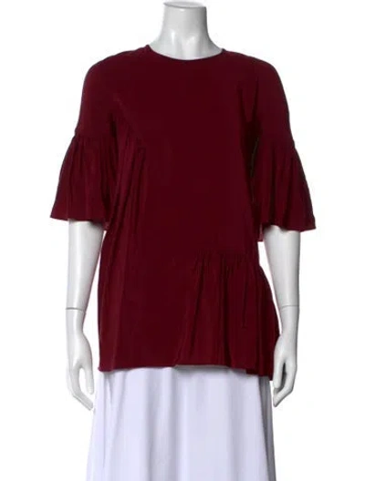 Pre-owned Stella Mccartney Silk Crew Neck T-shirt In Burgundy
