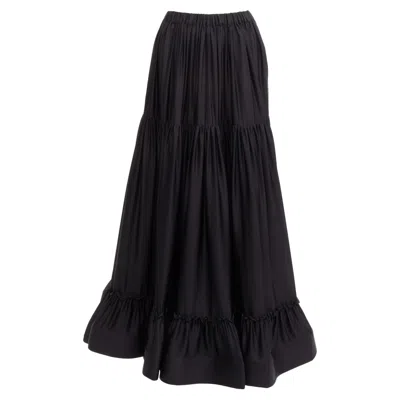 Stella Mccartney Silk Crin Flounce Hem Tie Midi Skirt In Black