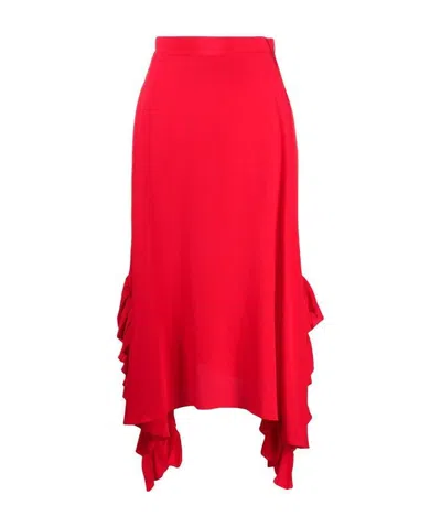 Stella Mccartney Silk Draped Ruffle Skirt In Red