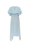 Stella Mccartney Womens Water Lily Draped Layered Silk Midi Dress In Sky Blue