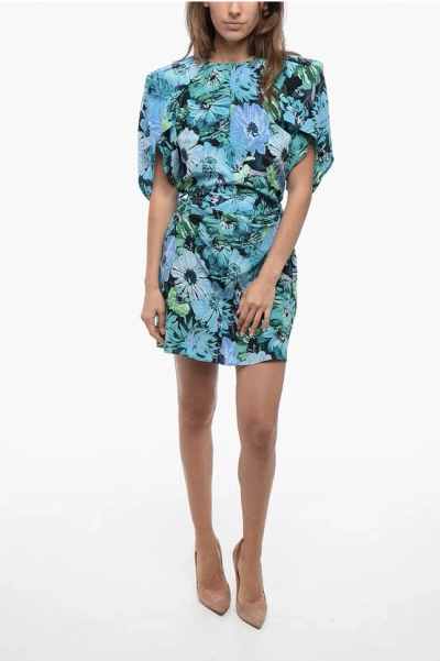 Stella Mccartney Silk Floral Dress With Pleat Detail In Multi