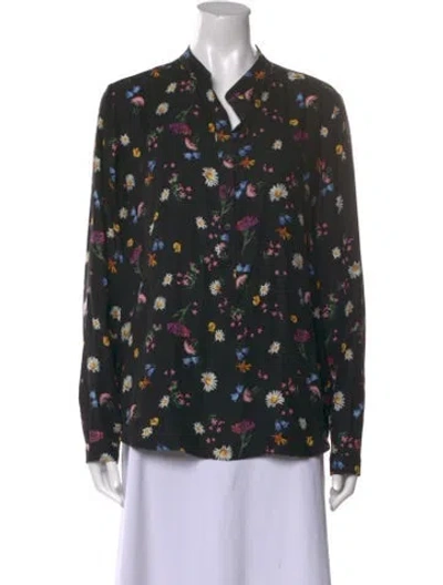 Pre-owned Stella Mccartney Silk Floral Print Blouse In Black