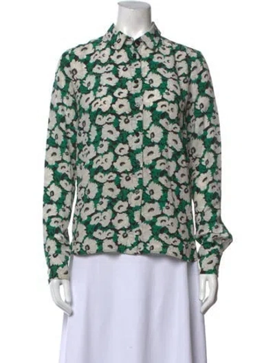 Pre-owned Stella Mccartney Silk Floral Print Blouse In Black