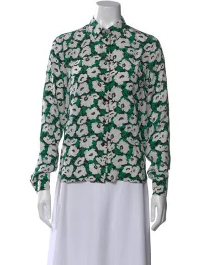 Pre-owned Stella Mccartney Silk Floral Print Blouse In Green