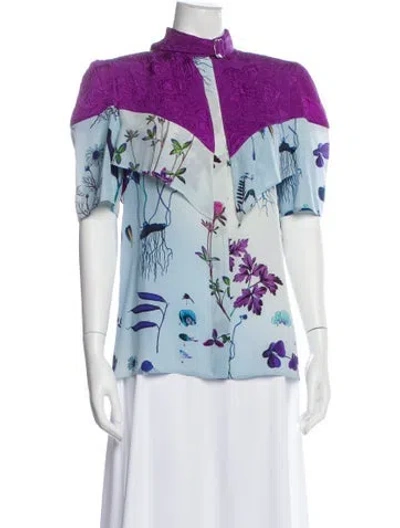 Pre-owned Stella Mccartney Silk Floral Print Blouse In Multi