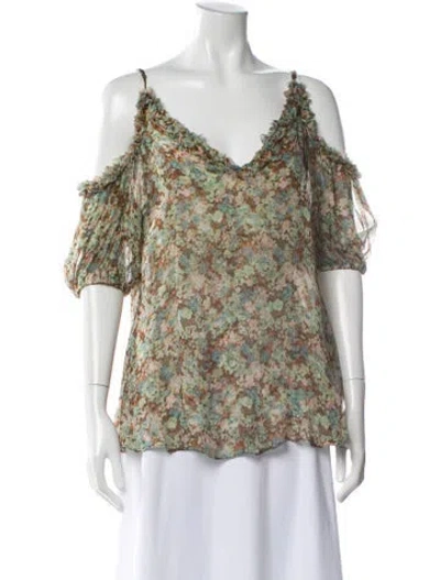 Pre-owned Stella Mccartney Silk Floral Print Blouse In Multi