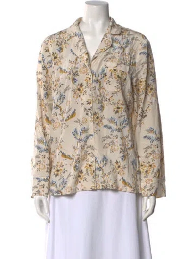 Pre-owned Stella Mccartney Silk Floral Print Blouse In Neutral