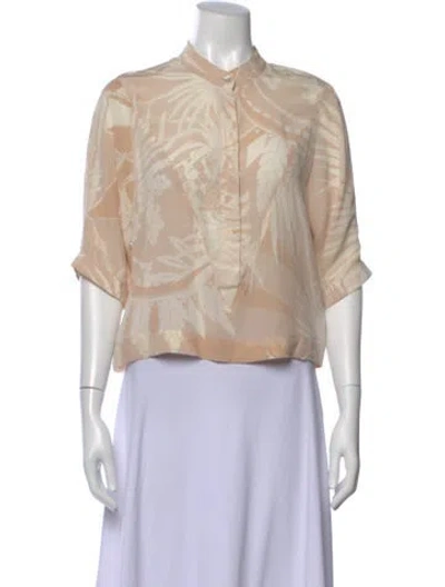 Pre-owned Stella Mccartney Silk Floral Print Blouse In Neutral