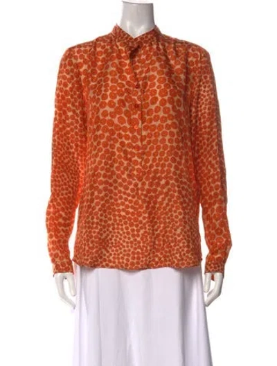 Pre-owned Stella Mccartney Silk Floral Print Blouse In Orange