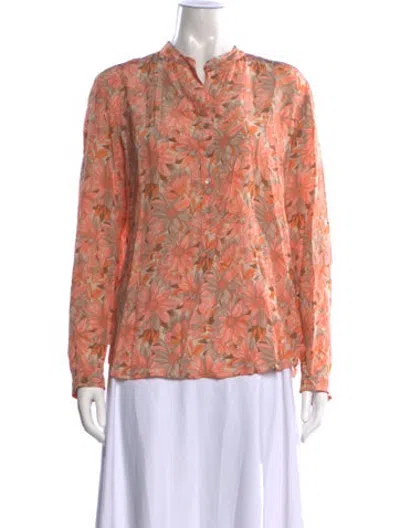 Pre-owned Stella Mccartney Silk Floral Print Blouse In Orange