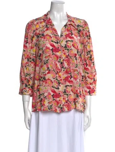 Pre-owned Stella Mccartney Silk Floral Print Blouse In Pink