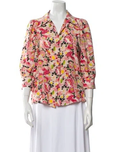 Pre-owned Stella Mccartney Silk Floral Print Blouse In Pink