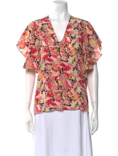 Pre-owned Stella Mccartney Silk Floral Print Blouse In Pink