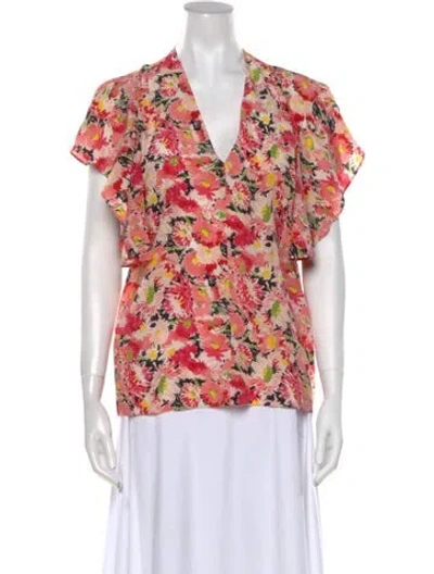 Pre-owned Stella Mccartney Silk Floral Print Blouse In Pink