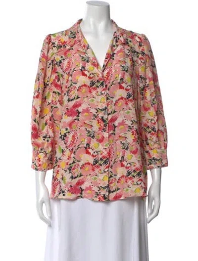 Pre-owned Stella Mccartney Silk Floral Print Blouse In Pink