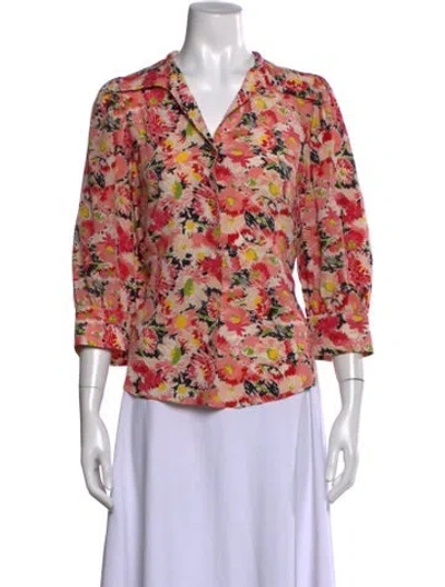 Pre-owned Stella Mccartney Silk Floral Print Blouse In Pink