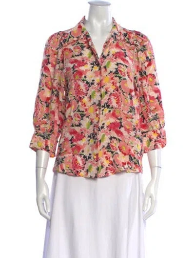Pre-owned Stella Mccartney Silk Floral Print Blouse In Pink