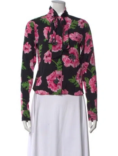 Pre-owned Stella Mccartney Silk Floral Print Blouse W/ Tags In Multicolor