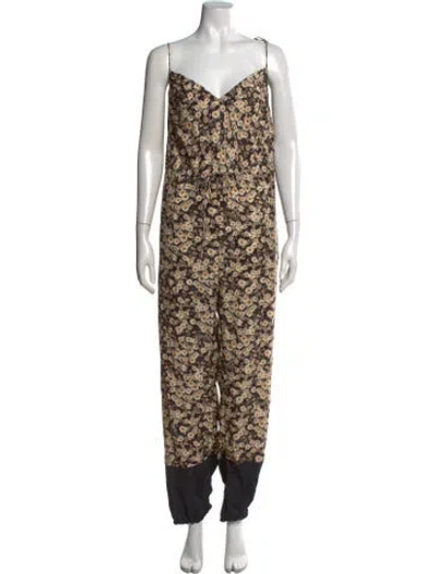 Pre-owned Stella Mccartney Silk Floral Print Jumpsuit In Multicolor