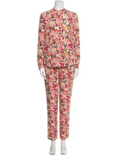 Pre-owned Stella Mccartney Silk Floral Print Pant Set In Pink