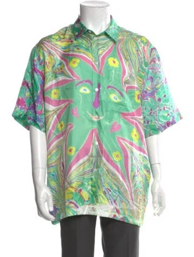 Pre-owned Stella Mccartney Silk Floral Print Shirt In Green