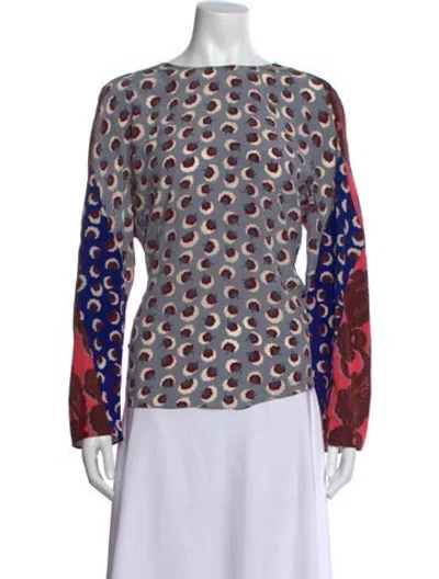 Pre-owned Stella Mccartney Silk Floral Print Top In Grey