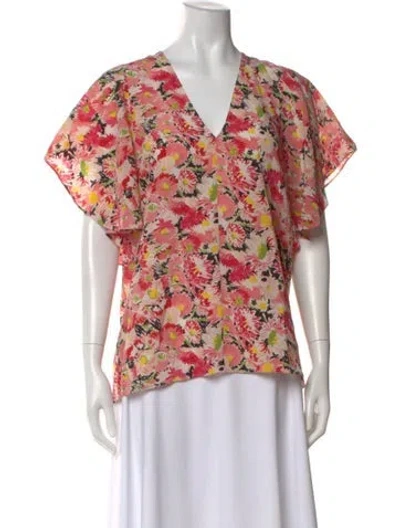 Pre-owned Stella Mccartney Silk Floral Print Top W/ Tags In Pink