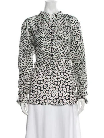 Pre-owned Stella Mccartney Silk Floral Print Top In White