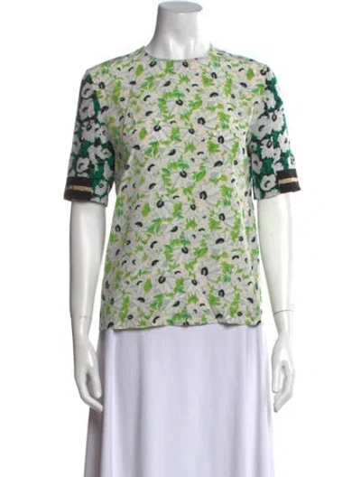 Pre-owned Stella Mccartney Silk Floral Print T-shirt In Neutral