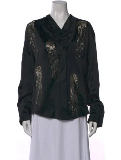 Pre-owned Stella Mccartney Silk Graphic Print Blouse In Black
