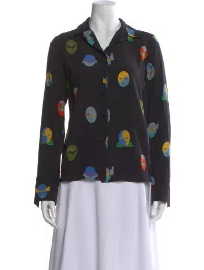 Pre-owned Stella Mccartney Silk Graphic Print Button-up Top In Multi
