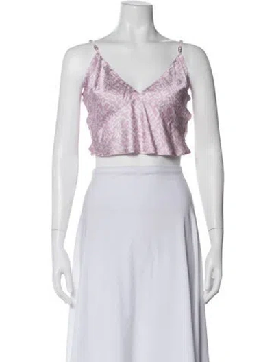 Pre-owned Stella Mccartney Silk Graphic Print Crop Top In Purple