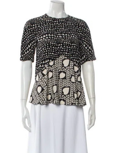 Pre-owned Stella Mccartney Silk Graphic Print Top In White