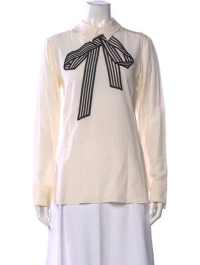 Pre-owned Stella Mccartney Silk Graphic Print Top In White