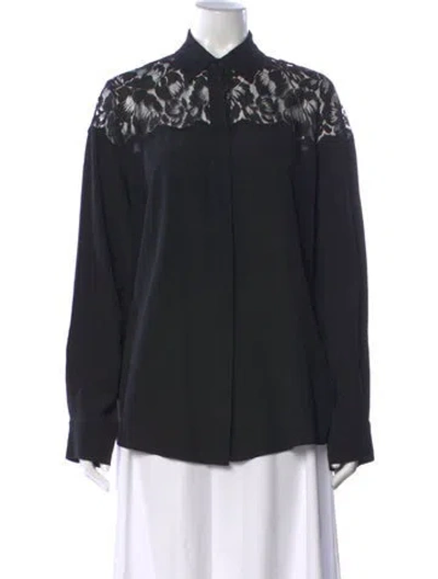 Pre-owned Stella Mccartney Silk Lace Pattern Blouse In Black